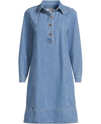 Women's Light Weight Denim Popover At the Knee Dress