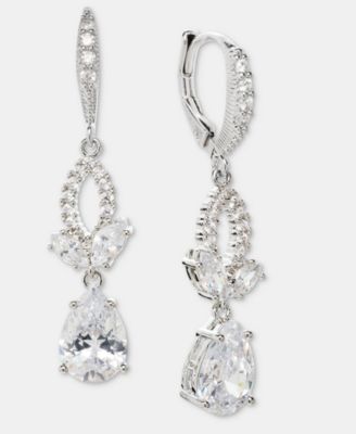 Cubic Zirconia Double Drop Earrings