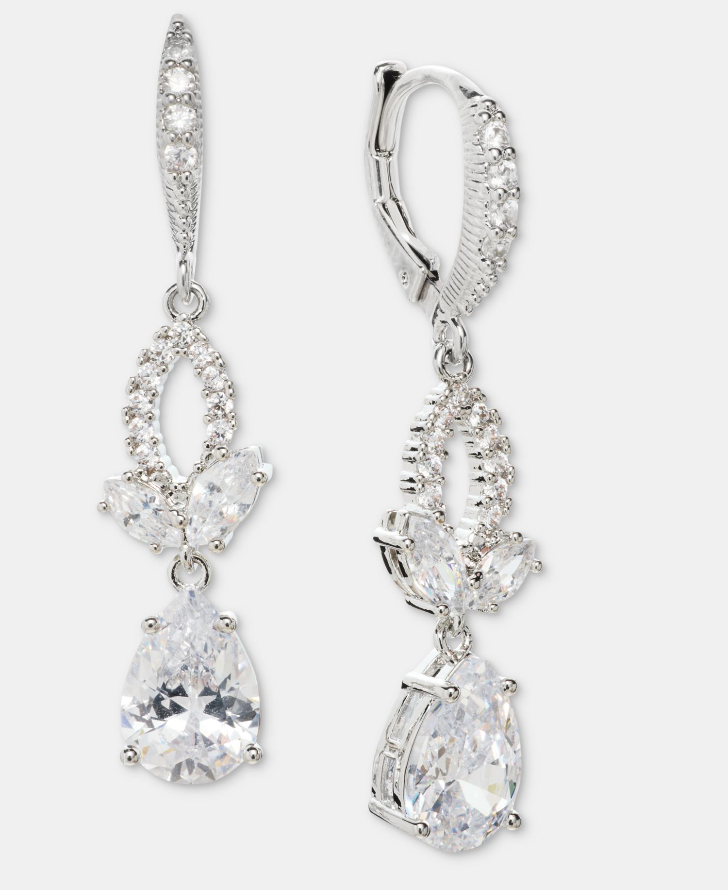Cubic Zirconia Double Drop Earrings
