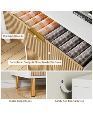 5 Drawer Tall Wood Dresser Wooden Cabinet with Handles Wide Modern Storage for Living Room Hallway