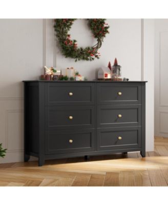 6 Drawer Modern Dresser 54 Inch Wide Deep Drawers for Bedroom