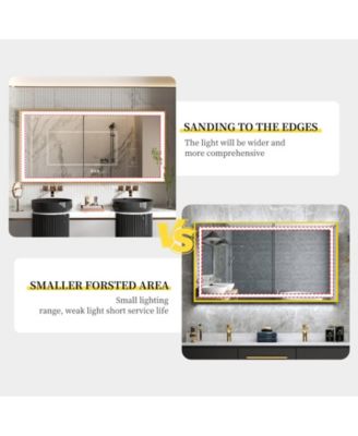 LED Bathroom Mirror with Gold Frame  3 Color Temperature Anti-Fog