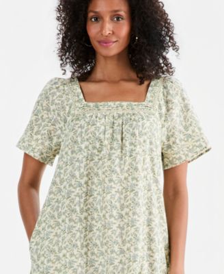 Women's Printed Square-Neck Midi Dress