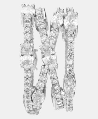 Givenchy Silver-Tone Cubic Zirconia Band Ring - Macy's