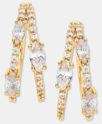 Cubic Zirconia Split Hoop Earrings 