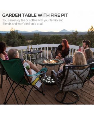 30" 3-in-1 Outdoor Fire Pit Dining Table and Ice Bucket with Shelf