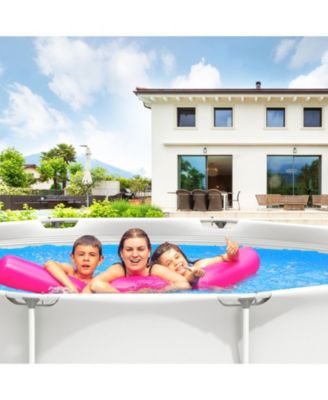 Round Above Ground Swimming Pool with Cover in Gray