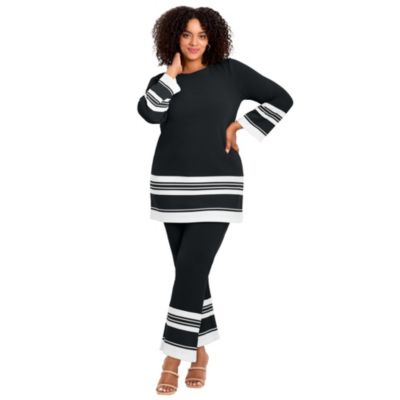 Women's Border Stripe Straight Leg Pant