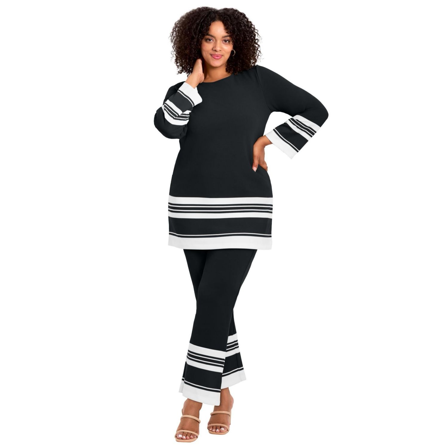 Women's Border Stripe Straight Leg Pant