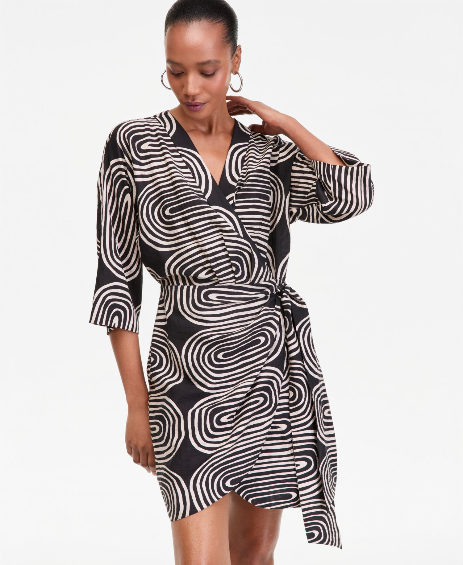 Women's 3/4-Sleeve Printed Kimono Dress