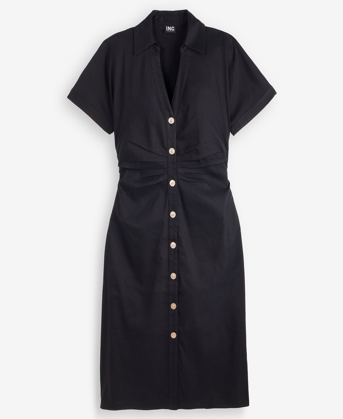 I.N.C. International Concepts Women's Short Sleeve Linen-Blend Shirt-Dress, Macy's Exclusive view 5 — MAYCSS fashion products