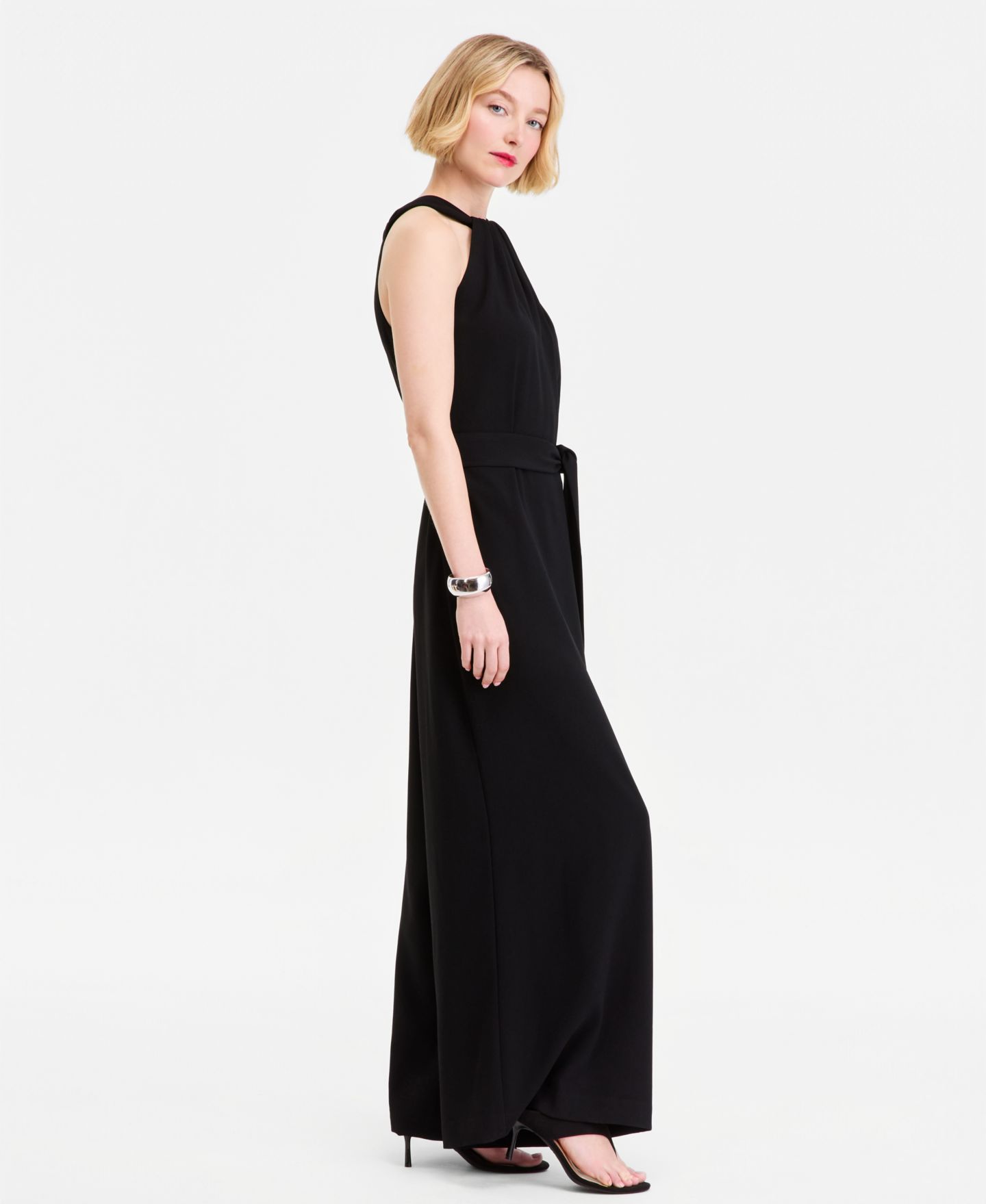 Женский комбинезон I.N.C. International Concepts Halter-Neck Sleeveless Wide-Leg Jumpsuit, цвет: Глубокий чёрный — фото 3