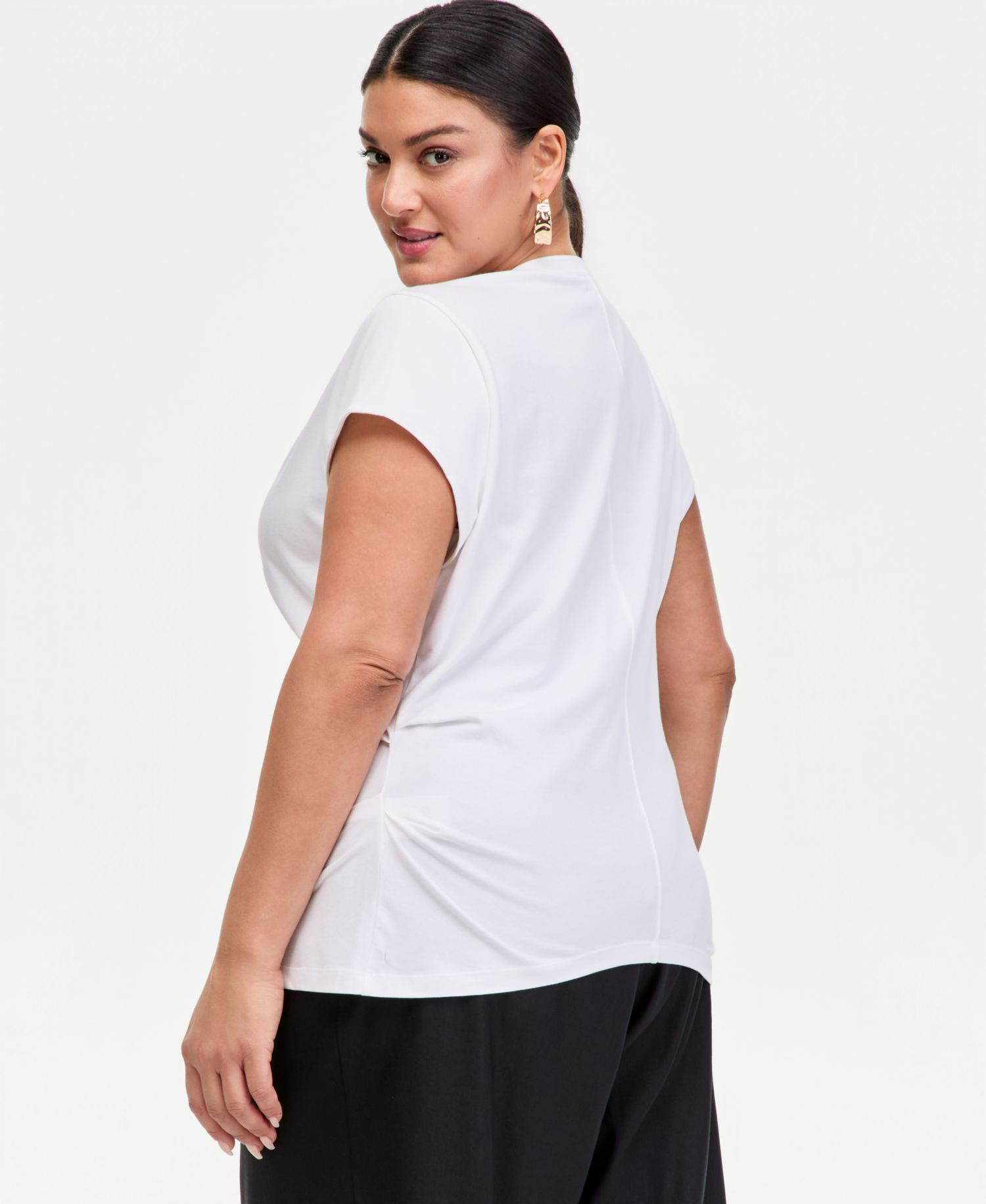 Plus Size Cap-Sleeve V-Neck T-Shirt