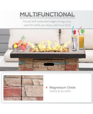 32" Square Propane Gas Fire Pit Table w/ Cover and Lava Rocks,