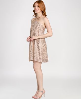 Juniors' Halter Short Printed Dress