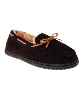 Big Boys Moccasins Slippers Classic Fuzzy Lining Cozy Indoor/Outdoor Sole SlipOn Comfort (Little / Kid)