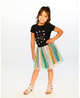 Little Girls Printed Mesh Skirt