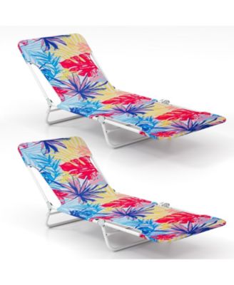 Two Piece Lay Flat Beach Recliner Chairs with Carry Strap