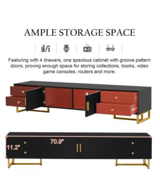 Modern Media Console for TVs up to 75", Living Room Entertainment Center with 4 Drawers and 2 Storage Cabinets
