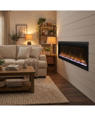 72" Linear Recessed-in Electric Fireplace with Remote Control, Adjustable Heat and Timer