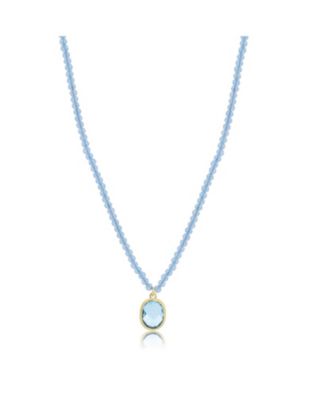 Topaz Bead Bezel Necklace 14K Yellow Gold