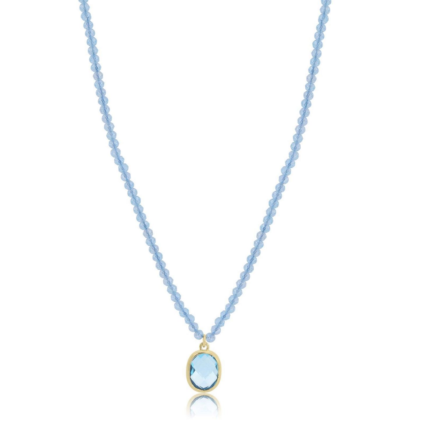 Topaz Bead Bezel Necklace 14K Yellow Gold