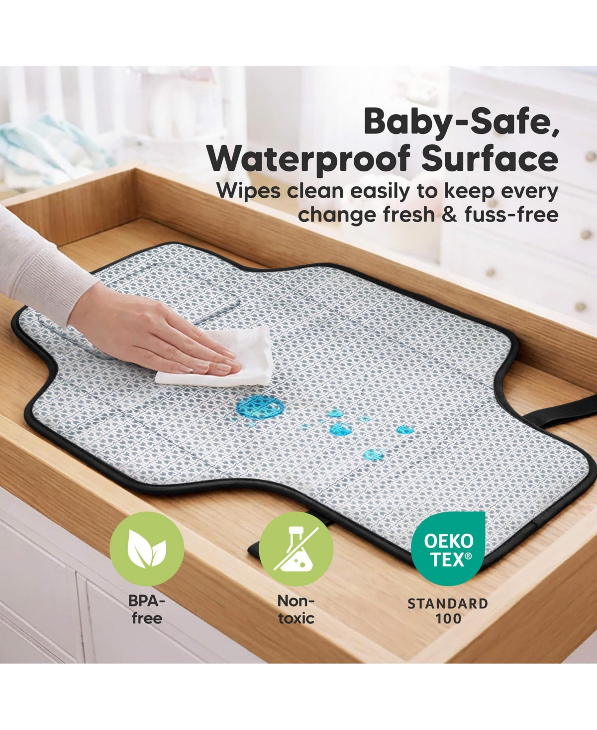 KeaBabies Flex Portable Changing Pad for Baby, Travel, Foldable Large Waterproof Baby Diaper Mat Bag