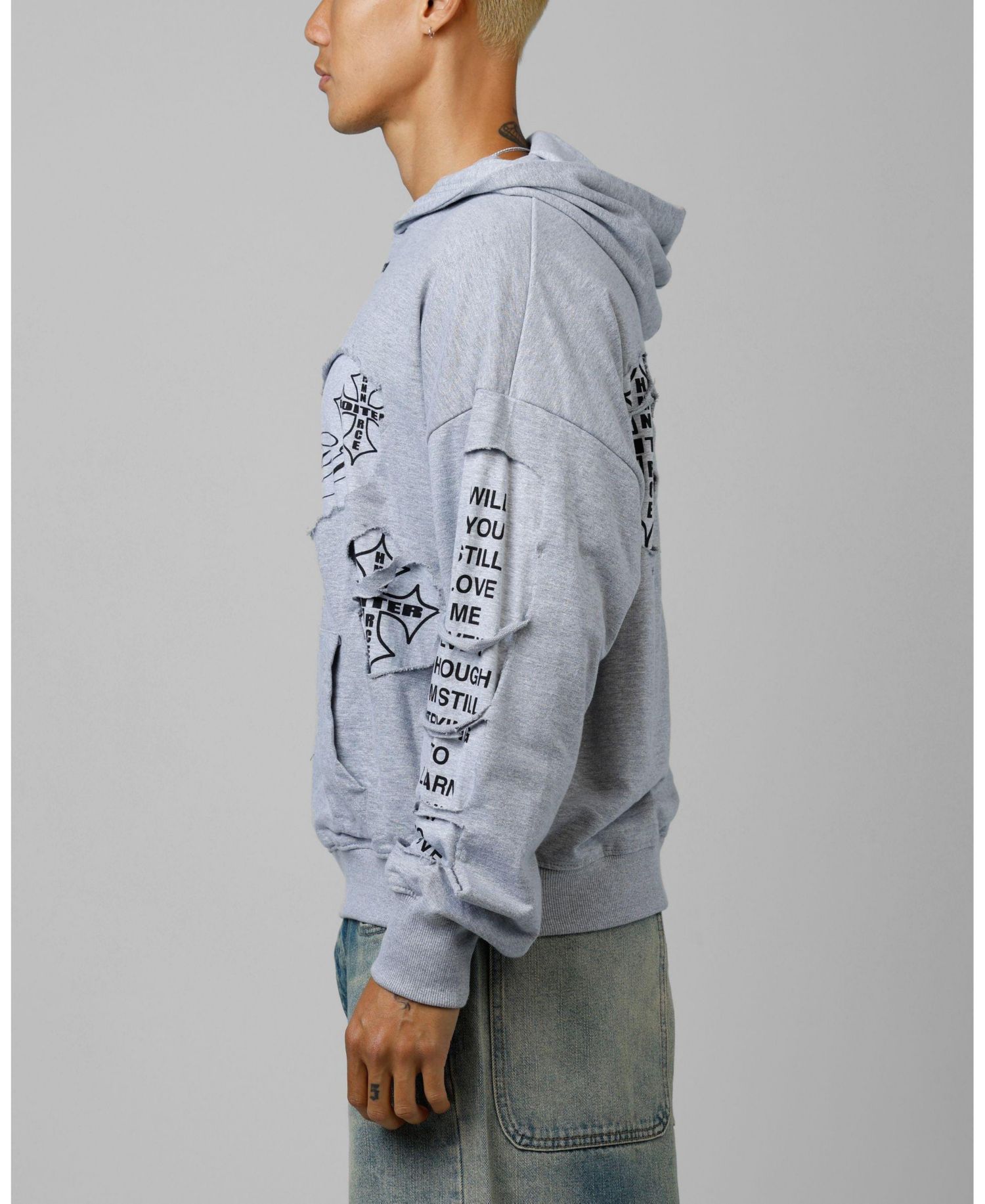 Men's Destruction Hoodie - Grey M