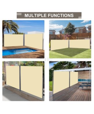 Double Retractable Patio Side Awning w/ UV-Resist Screen