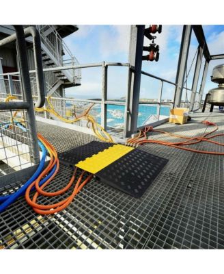 Rubber Cable Protector Ramp 5 Channel Heavy Duty ADA Compliant Driveway Road Hump Wire Cord Cover