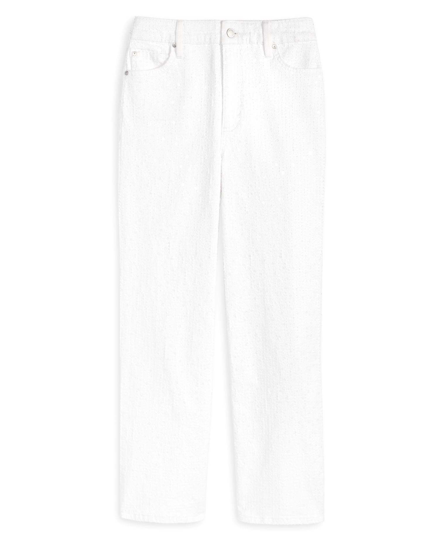 Women's Wide-Leg Sequin Embellished Ankle Jean