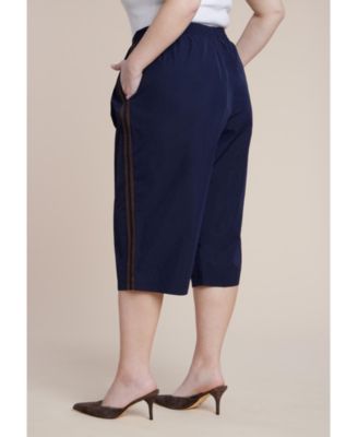 Women's Plus Size Nylon Side Stripe Culotte