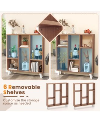 9-Cube Storage Bookcase with Removable Shelves and Lifted Base