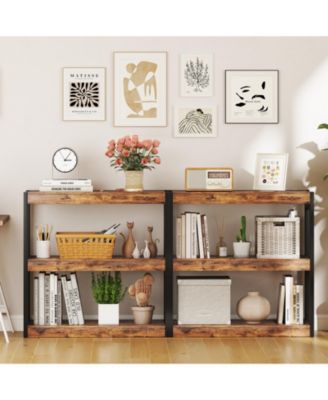 3 Tier Wooden Bookcase Display Shelf with Dual Anti Tip Kits