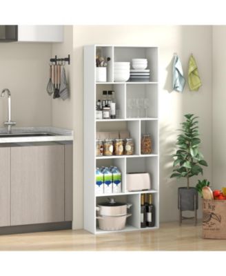 Tall Five Tier Geometric Bookshelf with Ten Storage Cubes