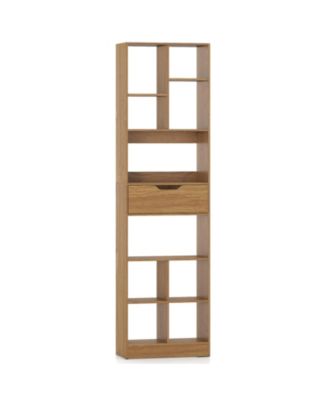 Tall Freestanding Bookcase with Drawer and Ten Cube Storage
