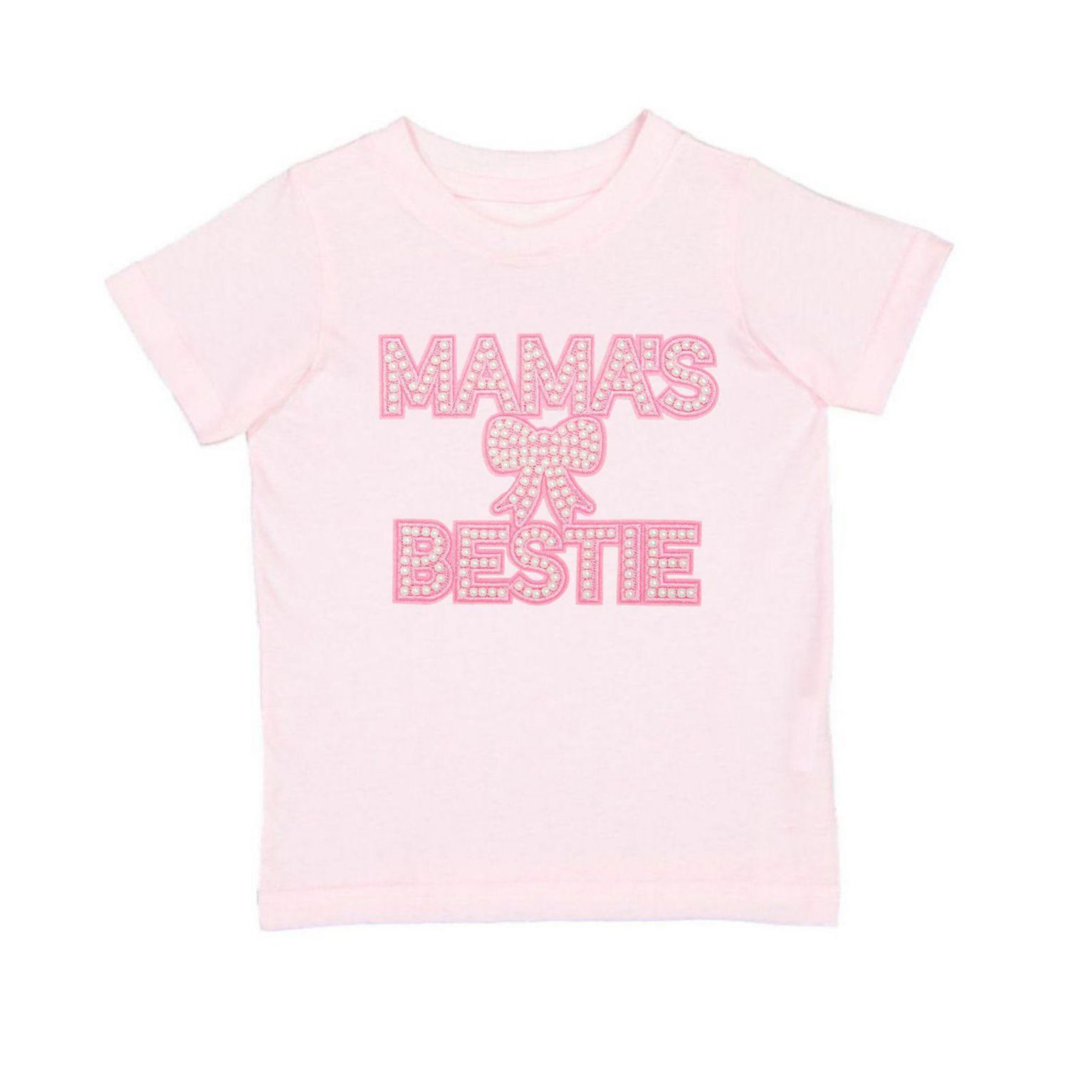 Toddler Girls Mama's Bestie Pearl Patch Short Sleeve T-Shirt