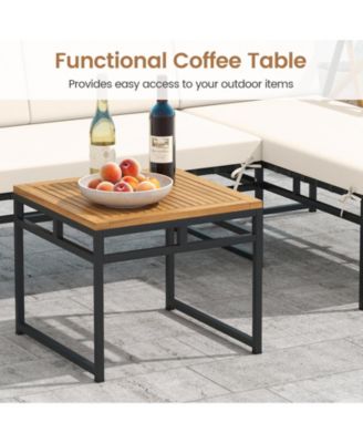 3-Piece L-Shaped Patio Sofa Set with Coffee Table for Porch and Poolside