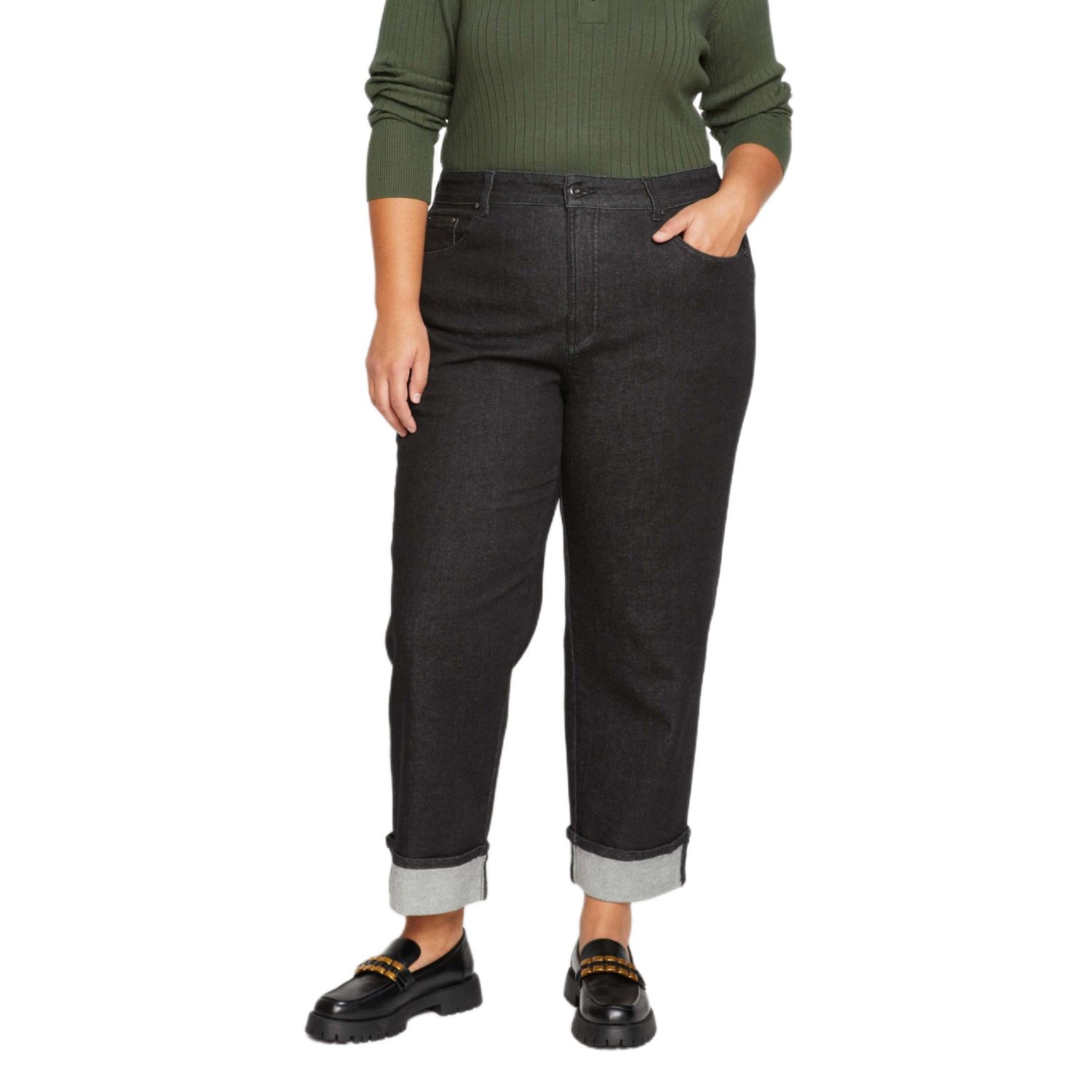 Women's Stevie High-Rise Cuffed Straight-Leg Jeans