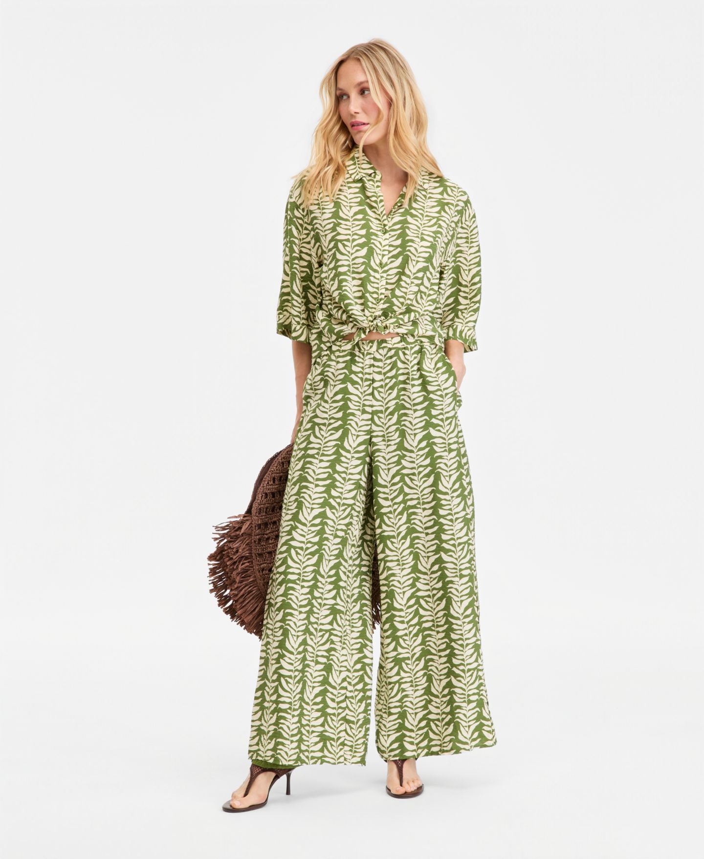Женские брюки I.N.C. International Concepts Printed Wide-Leg, цвет: Lina Palms — фото 3