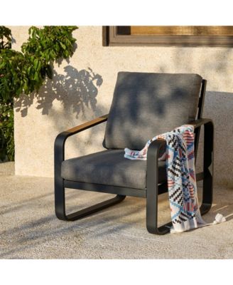 Outdoor Single Patio Sofa with Removable Cushions, Metal Frame Patio Sofa Chair with Thick Cushions for Patio, Balcony, Garden