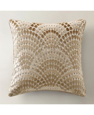 Deco Velvet Fan Pillow 22" - Gold/Blush