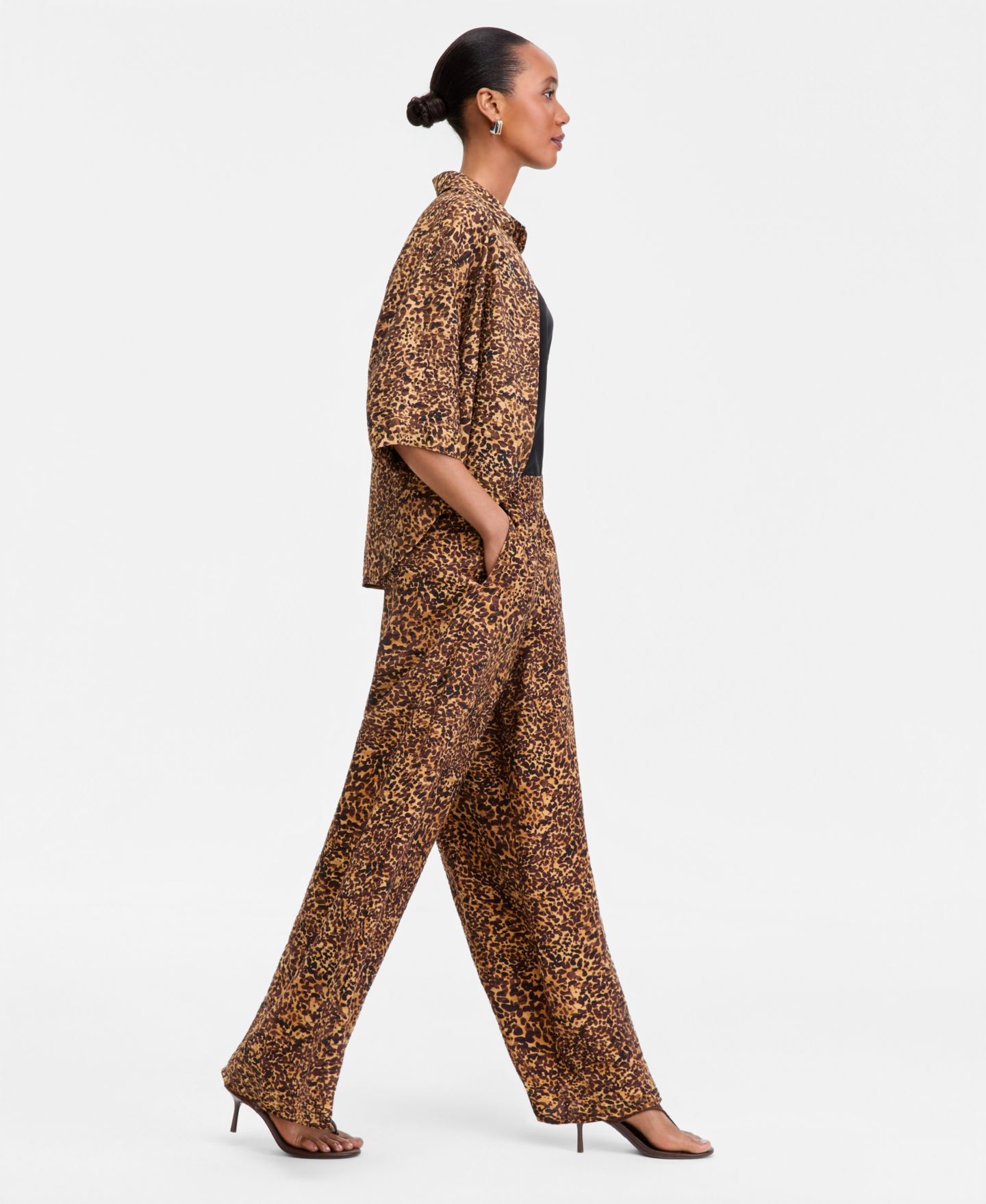 Женские брюки I.N.C. International Concepts Animal-Print High-Rise Wide-Leg, цвет: Анималистичный — фото 5