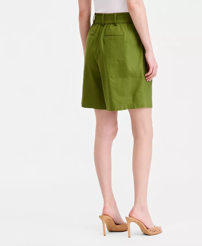 Women's High-Rise Linen Bermuda Shorts - thumbnail 4
