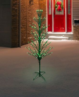 4' Green Lighted Christmas Cascade Twig Tree Outdoor Decoration - Green Lights