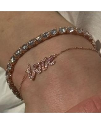 Suzy Levian Sterling Sapphire & Created Sapphire Love Script Bracelet