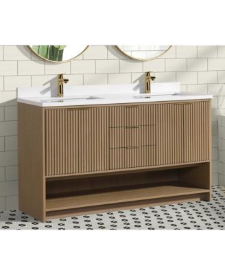 San Diego 55" Freestanding Vanity, Oak Finish