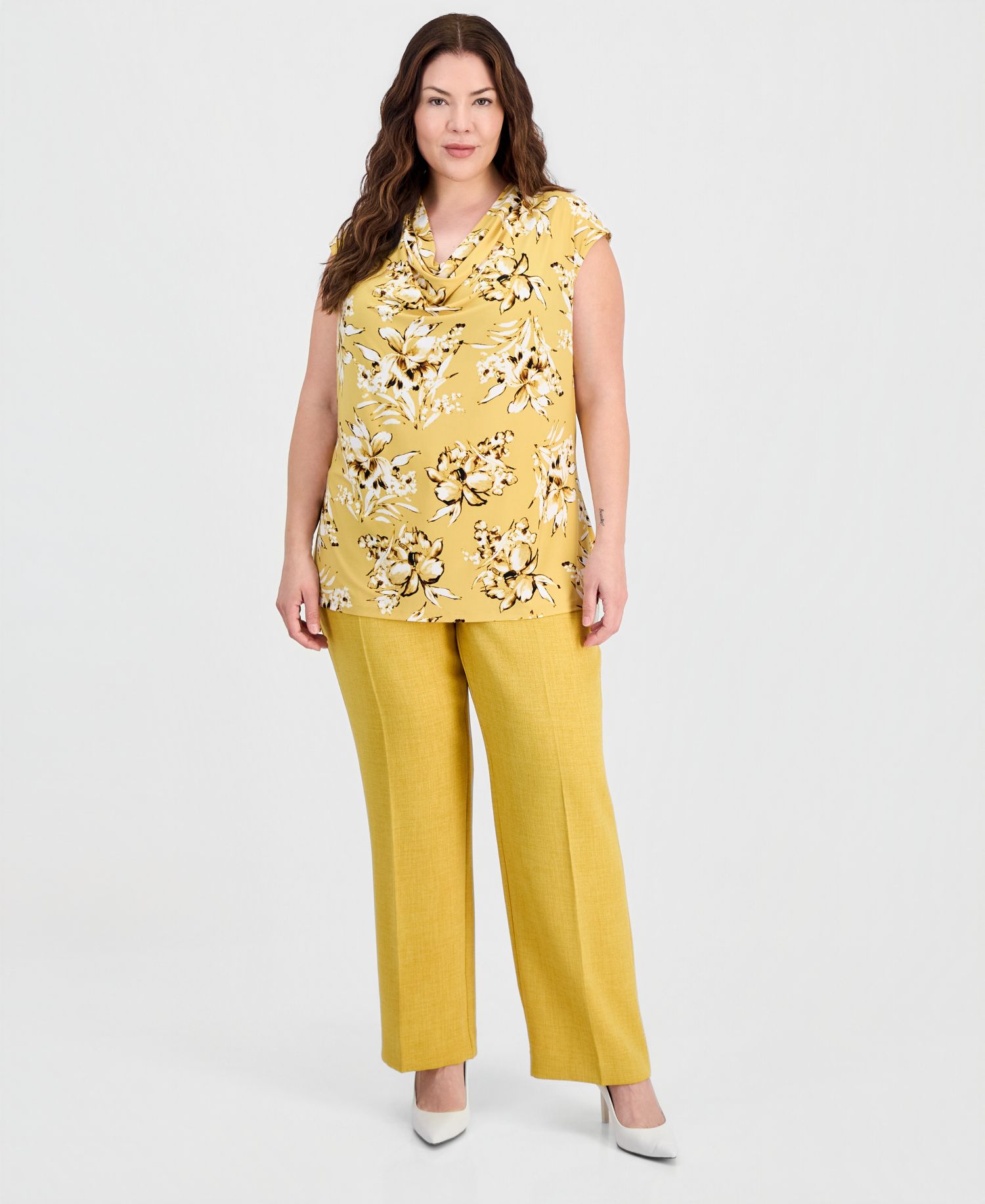 Plus Size Cowl-Neck Extended-Shoulder Top