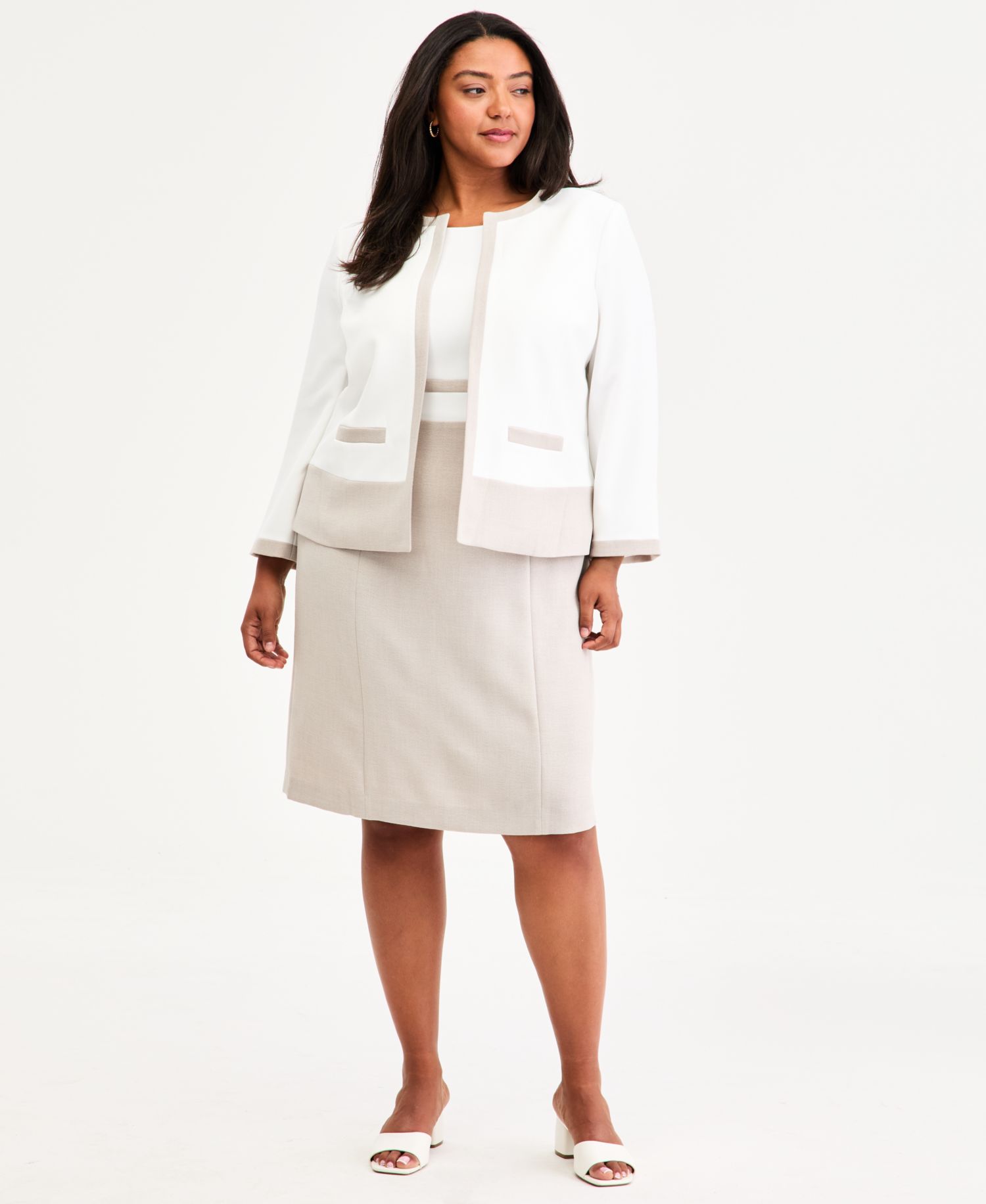 Plus Size Colorblocked Cardigan Jacket
