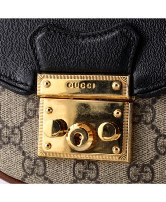 Small Padlock Saddle Shoulder Bag GG Coated Canvas and Leather